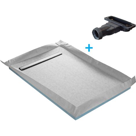 U-Tile – Receveur de douche à carreler ultra plat 150 x 100 cm – 4 pentes – Natte étanche pré-montée – Siphon 40 mm – Évacuation rapide