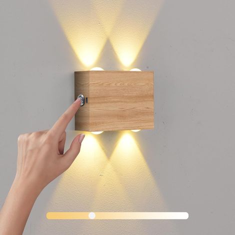 Lampe Murale Sans Fil Rechargeable USB LED Applique Murale Intérieure Batterie de 4000mAh Toucher Dimmable 3000K Lumière chaude pour Chambre Installation Sans Perçage (1/5)