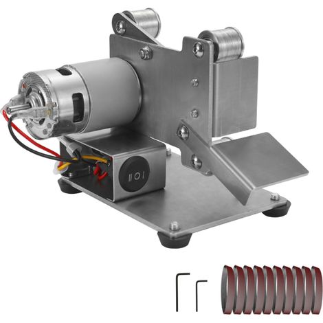 Lijadora de banda eléctrica multifuncional mini, máquina pulidora y rectificadora para proyectos de bricolaje, afilador de cuchillas de corte. (1/5)