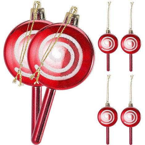 Lot de 6 pendentifs en forme de sapin de Noël pour bonbons, breloques pour sapin de Noël-10x5cm-Red