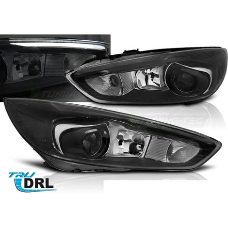 Paire de feux phares Ford Focus 14-18 LED DRL Noir-27361364 (1/5)