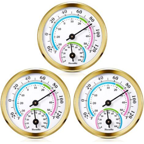 Mini termometro e igrometro 2 in 1 per interni, monitor di temperatura e umidità per casa e ufficio (oro - 3 pezzi) (1/4)