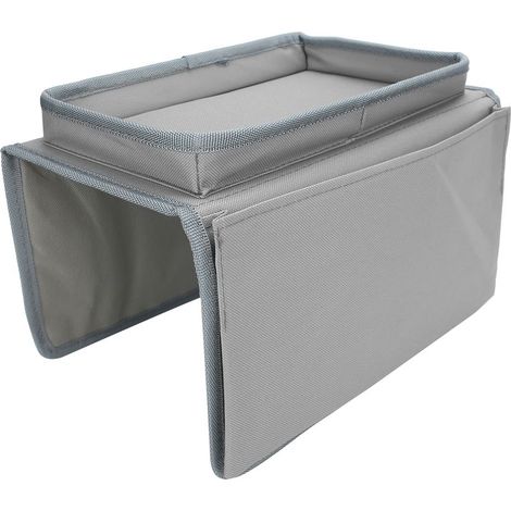 Fernbedienungs-Organizer mit 4 Fächern für Sofa-Armlehnen und integriertem Getränkehalter – Grau (1/5)