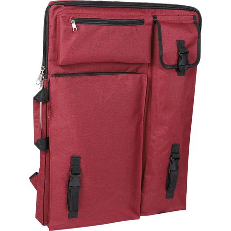 Sac de transport imperméable 4K grand format pour planche à dessin, pochette multifonction artistique, matériel de peinture, rouge, sacoche rigide (1/5)