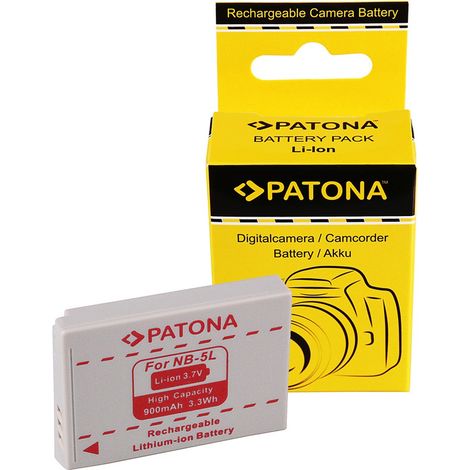 PATONA Akku passend für Canon NB-5L Digital Ixus 800 IS 850 IS 860 IS 900 – 3,7 Volt 900 mAh