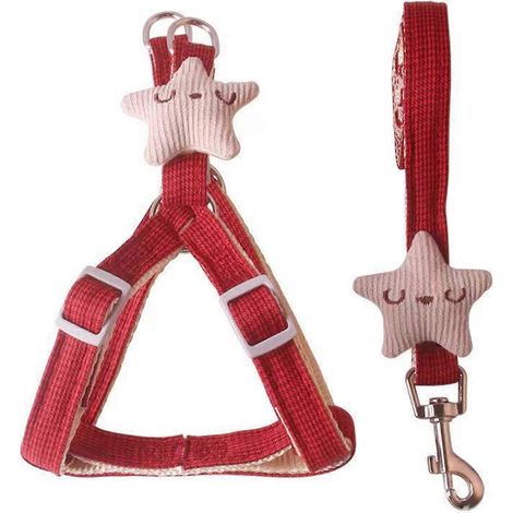 Harnais pour chien réglable avec laisse, gilet de sécurité confortable pour animal, poignée pratique et corde de traction pour promenade de chat, taille ajustable, robuste et doux. (1/5)