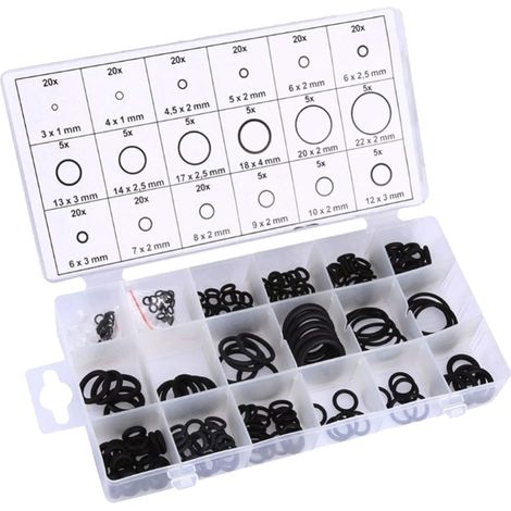 225-teiliges O-Ring-Sortiment aus Gummi, 18 Größen, Dichtungssatz, universelles O-Ring-Sortiment, für die Reparatur von Kfz-Armaturen