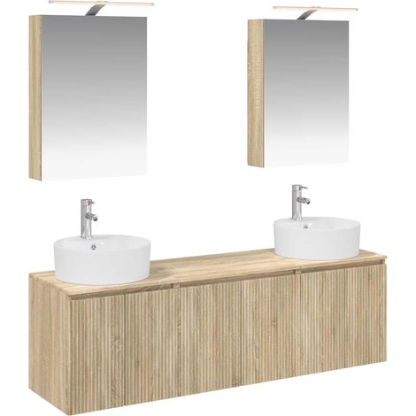 Bathroom Cabinet Set 5 pcs Sonoma Oak Engineered Wood vidaXL (1/5)