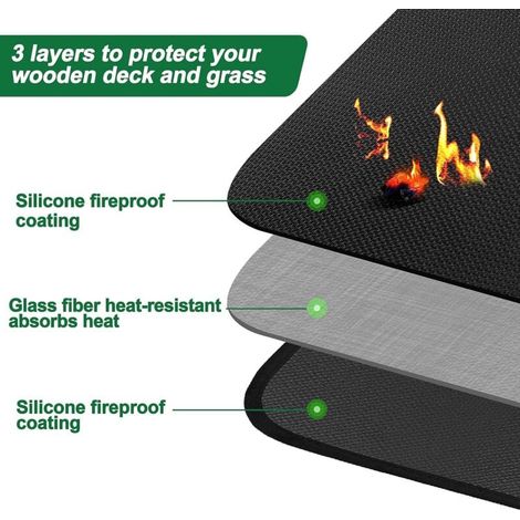 BBQ Grill Mat 152 x 100cm - Fire Retardant Mat - Patio Protector - Fire Mat - Oil Resistant - Durable - Double Sided Silicone Coating MUMU (1/3)