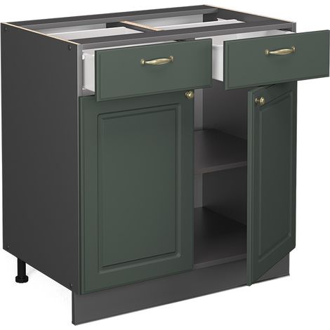 Mobiletto base per cucina Fame-Line, Verde-oro rustico, 80 cm senza piano di lavoro, Vicco