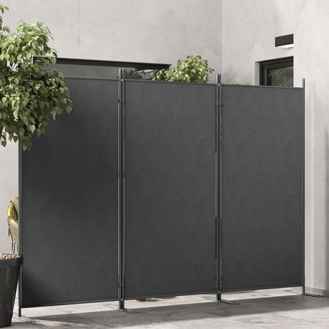 Paravent d'extérieur pliable et réglable à 3 panneaux. En polyester et métal. 252 x 44 x 176 cm. Gris anthracite. (1/5)