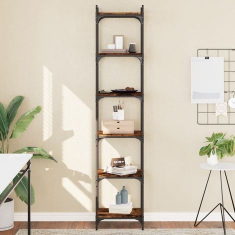 vidaXL Libreria a 6 Ripiani Rovere Fumo 40x30x188 cm Legno Multistrato