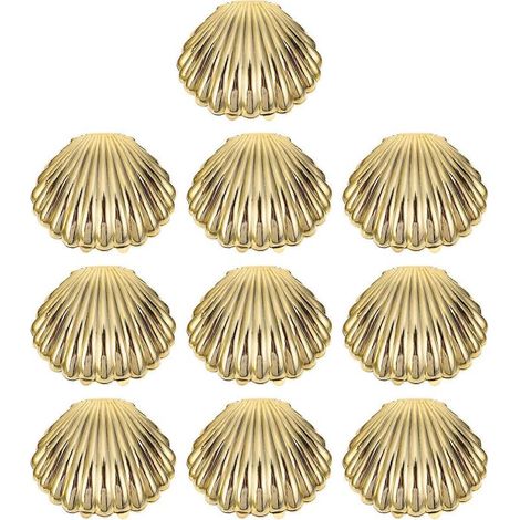 Set mit 10 muschelförmigen Gastgeschenkboxen, ideal für Hochzeiten oder als Geschenkverpackung. – 9,00 x 7,50 x 5,00 cm – Gold (1/4)
