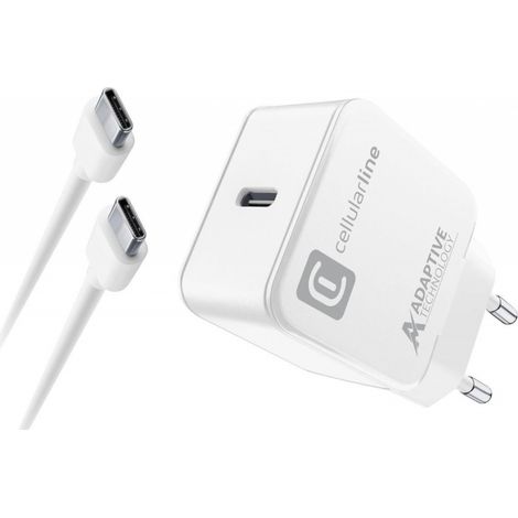 Cellularline Fast Charger USB C 15W weiß ACHSMKITC2C15WK inkl Kabel