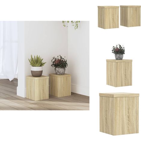 Supports pour plantes 2 pcs chêne sonoma bois d'ingénierie - Support De Plantes - Supports De Plantes - Support De Fleurs - Support De Pot De Fleurs (1/5)