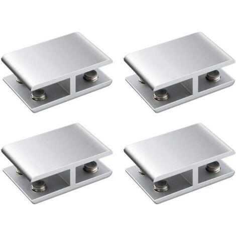 Pair Lntyq Lot de 4 supports réglables double face en alliage d'aluminium pour étagère en verre, support de serrage pour 8 à 10 mm d'épaisseur, 180 degrés