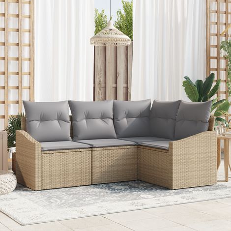 Sofa Set 4 Stk. Beige [Synthetisch]: Poly Rattan vidaXL (1/5)