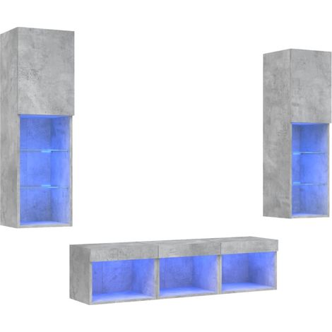 Maison Exclusive - 5-tlg. Wohnwand mit LED-Beleuchtung Betongrau