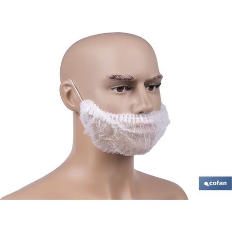 Copri barba monouso in polipropilene (Taglia unica) 10 g/m² (Confezione da 100 unità)