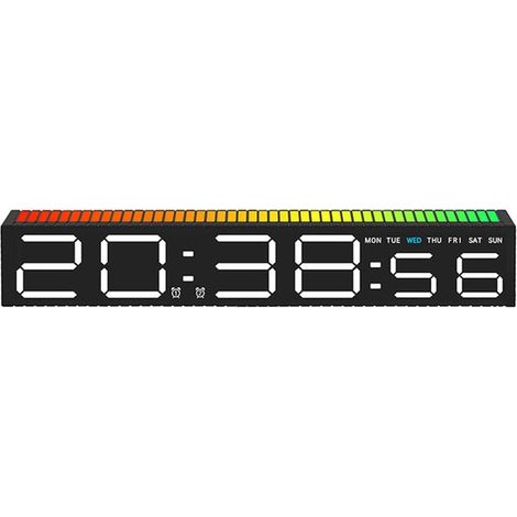 Reloj despertador digital,reloj LED con doble alarma,brillo ajustable,tiras de luces RGB,ritmo musical para mesita de noche (1/5)