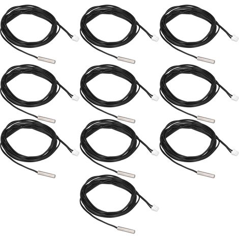 Lot de 10 sondes température NTC thermistance capteur 5x25mm tête cylindrique câble 2m 10K B3950 (1/5)