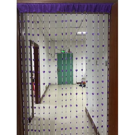 Rideau de Porte avec Perles en Acrylique - Décoration d'intérieur - Rideau de séparation de pièce (100 cm x 195 cm, cœur Violet) (1/5)