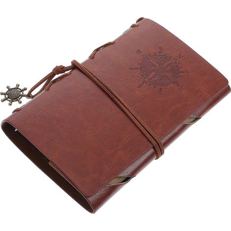 Carnet vintage à feuilles mobiles, papier à lettres, journal vierge vintage, carnet de voyage, carnet de notes à couverture en cuir PU-Brown