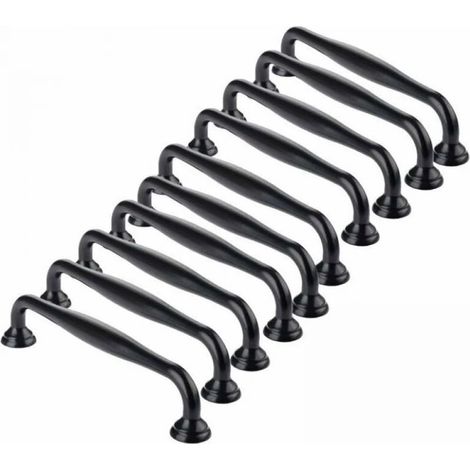 Furniture Handles - 10Pcs Black Sticky Door Knobs for Kitchen Cabinet Drawer Bedroom 96mm Spacing (1/3)