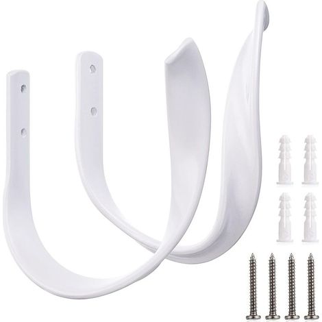 2 Pièces Crochets de Rideau en Aluminium avec Vis, Attaches Murales Décoratives pour Fenêtres, Fixations Solides pour Décoration Intérieure, Blanc (1/5)