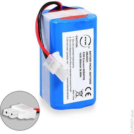 NX – Batterie aspirateur compatible Ecovacs 14.8V 2600mAh – Lithium-ion – Dimensions 70,19mm x 37,17mm x 36,96mm – Garantie 2 ans