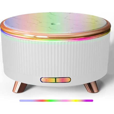 Diffuseur d'huiles essentielles et humidificateur-purificateur d'air 2 en 1 Ultra Silencieux 25DB Élimine Allergènes, Pollen, Acariens, Odeur, Réservoir de 500ml avec Minuterie (Blanc) (1/5)