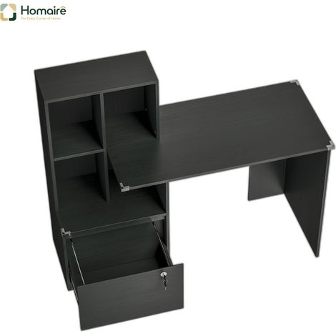 Meuble de rangement avec tiroirs, noir, en décor bois 126 x 50 x 109 cm HOMAIRE (1/5)
