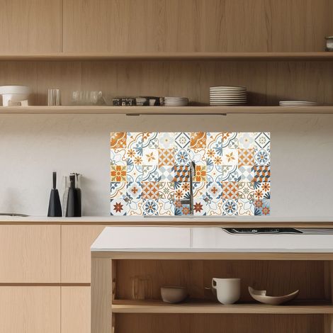 Lupia Pannello Paraschizzi Schienale Cucina con decorazione stampata, TILES COLOR, in Alluminio composito, Facile da applicare, Lavabile Ignifugo Resistente all'Acqua 120xH62,5 cm (1/4)