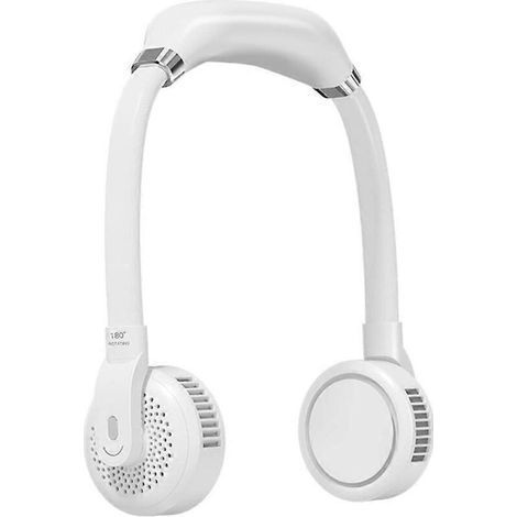 Ventilateur portable rafraîchissant suspendu avec 3 vitesses, batterie rechargeable 2000 mAh / 4000 mAh, mains libres, pour le cou, couleur blanc (1/5)