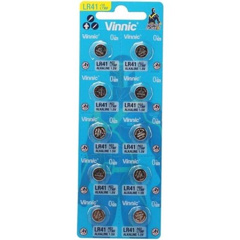 Pila botón Vinnic lr41 1.5V sin mercurio 10 unidades