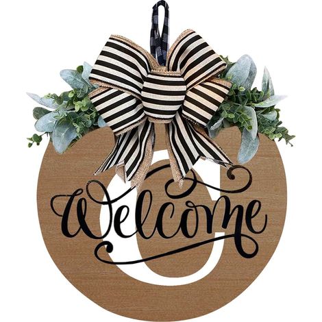 Guirlande Porte D'Entrée - Panneau Décoratif Accrochage Mur Entrée - Signe Bienvenue Personnalisable - 30x30 cm - 1 Pièce (1/3)