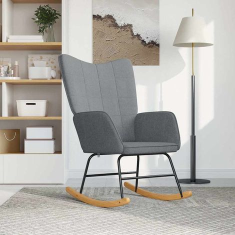 vidaXL Silla mecedora de tela gris claro (1/5)