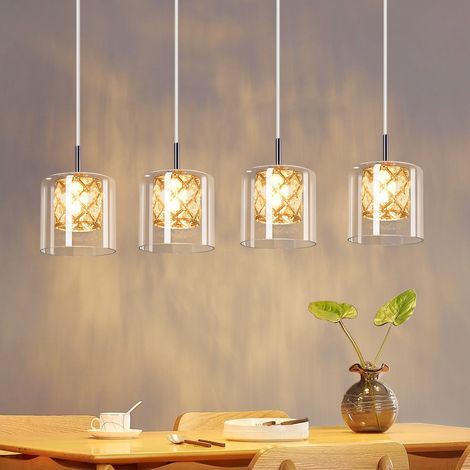 GBLY Pendelleuchte Esstisch Esstischlampe Glas - 4 Flammig Modern Hängeleuchte G9 Lang Esszimmerlampe 120CM Höhenverstellbar Kristall Design Hängelampe für Wohnzimmer Esszimmer ohne Leuchtmittel