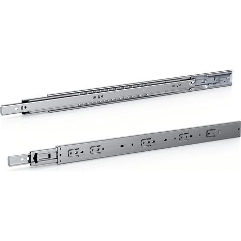 Wolketon 1 Paar Schubladenschienen 600 mm Vollauszug, 3-teilig, Softclose mit Selbsteinzug, 45 kg Tragkraft, Schubladenauszug aus Stahl (1/5)