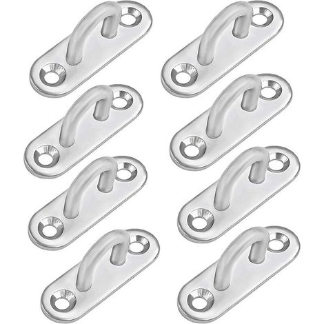 M5 Stainless Steel Eyelet Plate (8 Pcs) - Oblong Metal Hook U Shape Wall And Ceiling Mounting (50 X 17 Mm) - Fixing Hook 40 Kg Capacity For Suspension (1/3)