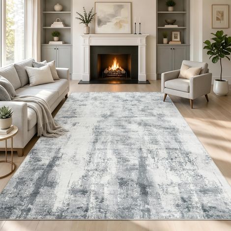 Tapis Salon Gris 160x230 Grand Tapis Lavable en Machine Doux Poil Ras AntidéRapant Moderne Tapis De Chambre Salle à Manger Decoration Salon (1/5)