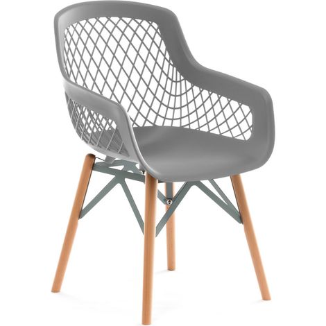 Set di 2 sedie Pure Style grigie con gambe in legno (1/3)