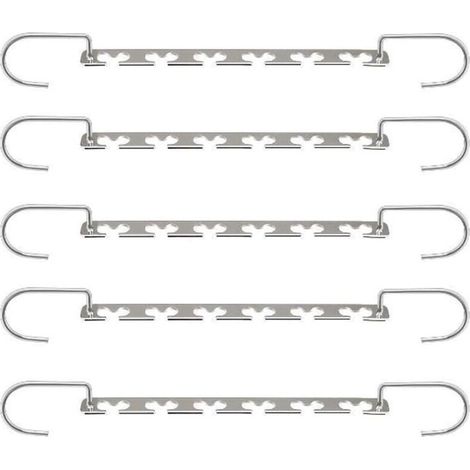 Cintres Cintres Magiques en Acier Inoxydable 6 Trous Support Antidérapant Support de Séchage Pliant Multifonctionnel Cintres peu Encombrants pour Accrocher Votre Manteau Epaisvotre Pantalon(Lots de 5) (1/5)