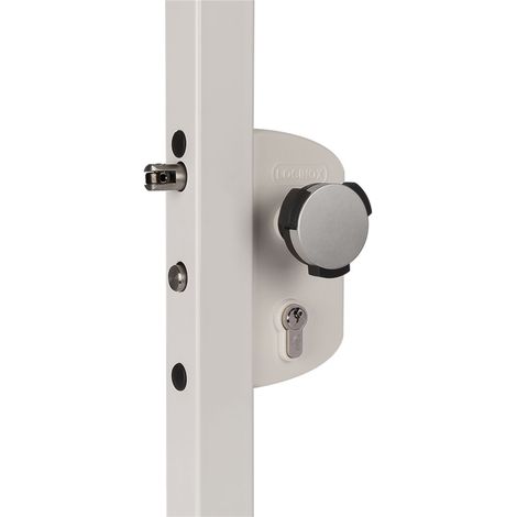 Gittertorschlossset LAKZ4i4i mit Türknopf Kidloc, für 40 mm Profile, Alu RAL7040