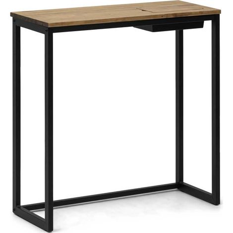 Recibidor Eco-Line negro envejecido con bandeja oculta Box Furniture 78x30x80cm (1/5)