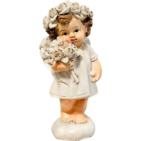 Figura de ángel con flores de 8 cm.