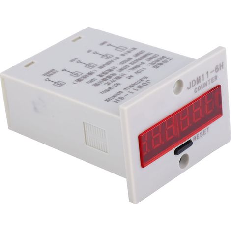 Compteur électronique JDM11-6H à 6 chiffres avec affichage numérique LED, relais et transducteur, alimentation 110 V CA. (1/5)