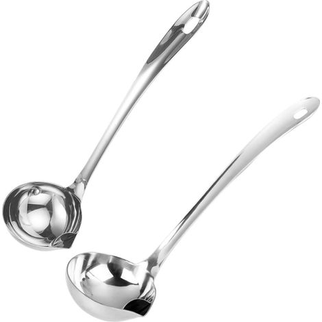 Lot de 2 séparateurs de graisse en acier inoxydable avec bec verseur - Séparateur d'huile - Louche à soupe en acier inoxydable - Ergonomique - Passe au lave-vaisselle (1/5)