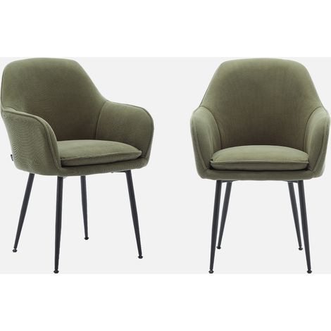 Set 2 poltrone in velluto a coste con gambe in metallo