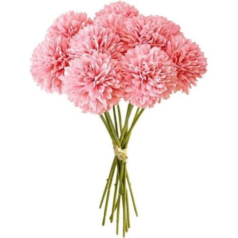 BUNTHAUS PA Bouquet 12 Pièces Hortensia Artificiel en Soie Chrysanthème Décoration Maison Jardin Bureau Fête Rose (1/4)